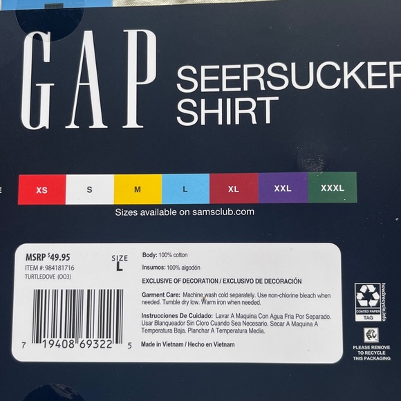 NWT GAP Seersucker Short Sleeve Shirt  L - Picture 5 of 5